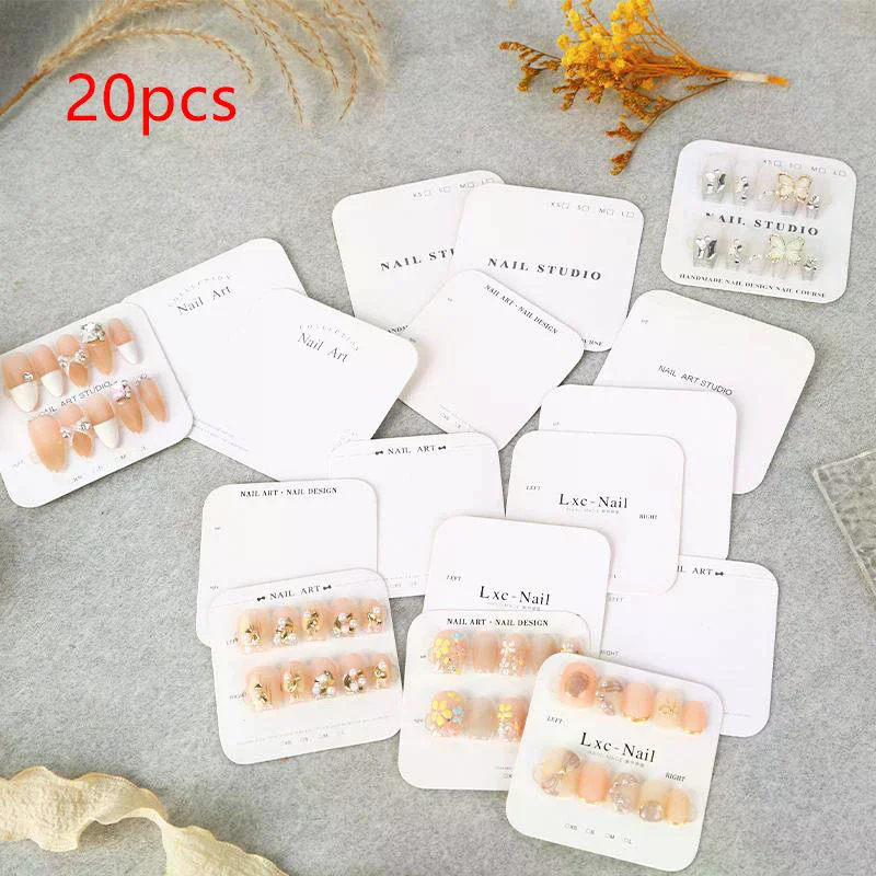 20 Sheets Nail Packaging Cards Press-On Nail Display Handmade False Nail Design Swatch Show Card Manicure Sample Display Salon