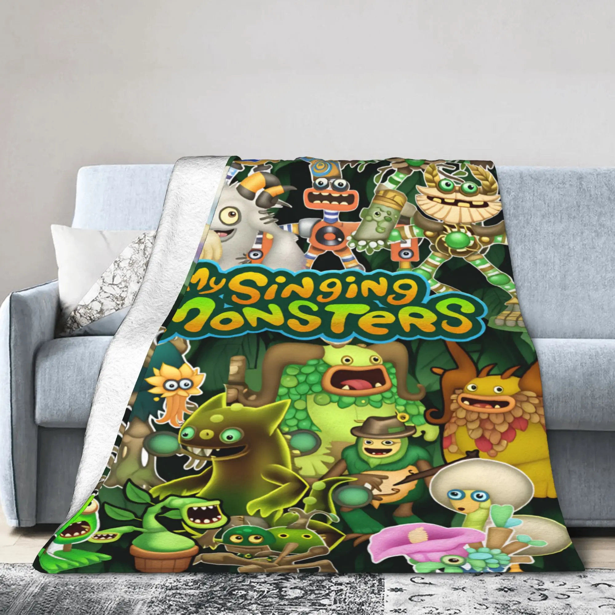 Super Warm Blanket Camping My Singing Monster Throw Blanket Video Game Cartoon Flannel Bedspread For Living Room Sofa Bed Cover