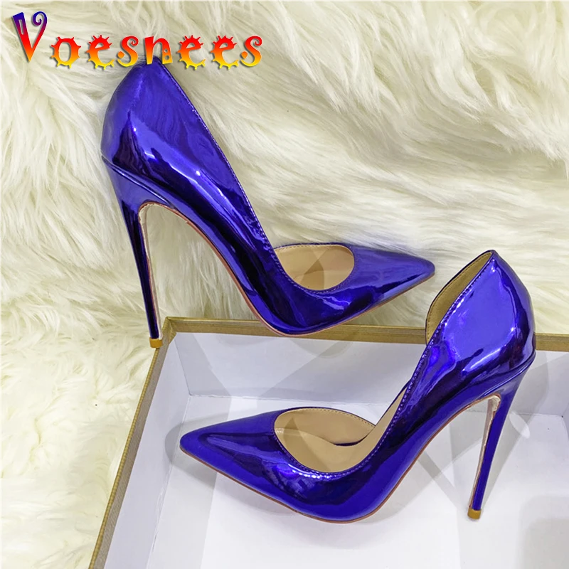 Plus Size Work Party Pumps Royal Blue Color Women Pointy Toe High Heels Fashion Model Walk Single Shoes 10CM Elegant Stilettos