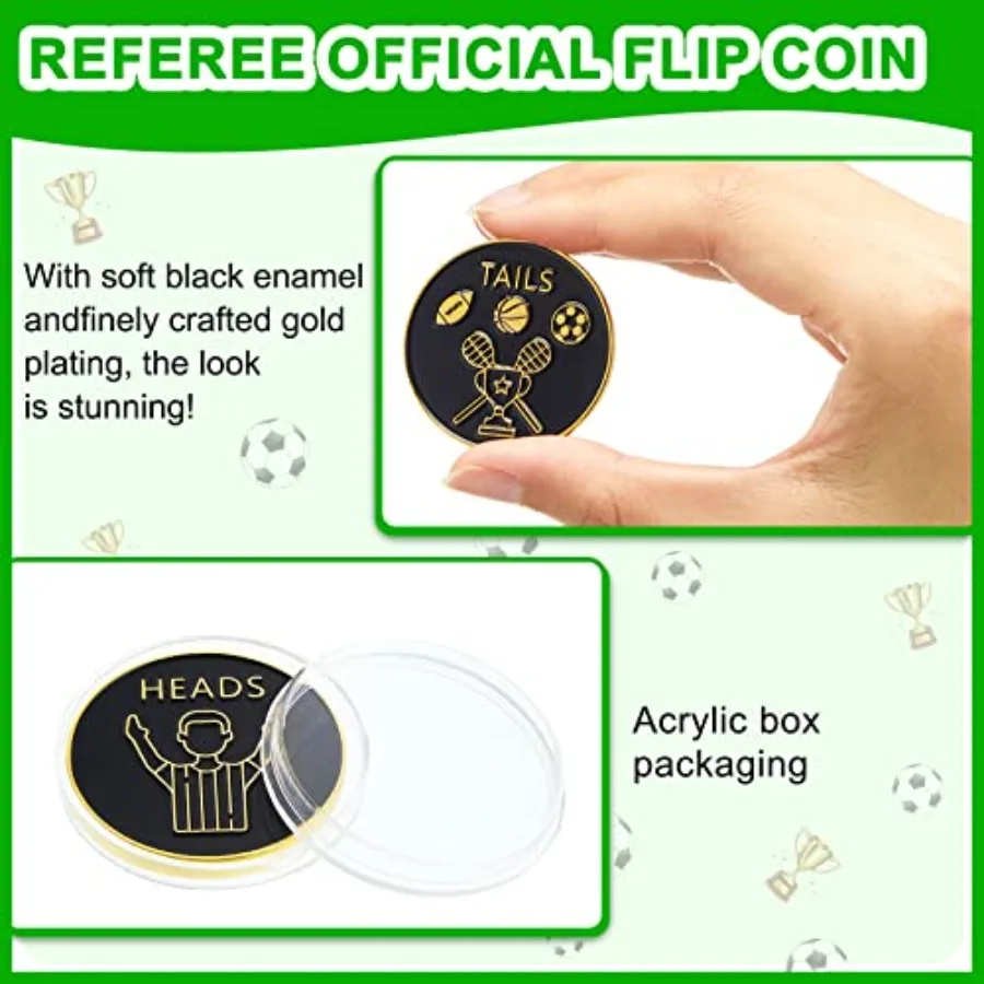 2 Pieces Referee Flip Coin Soccer Referee Portable Anti Rust Hard Alloy Referee Judge Toss Coins with Case for Football Soccer