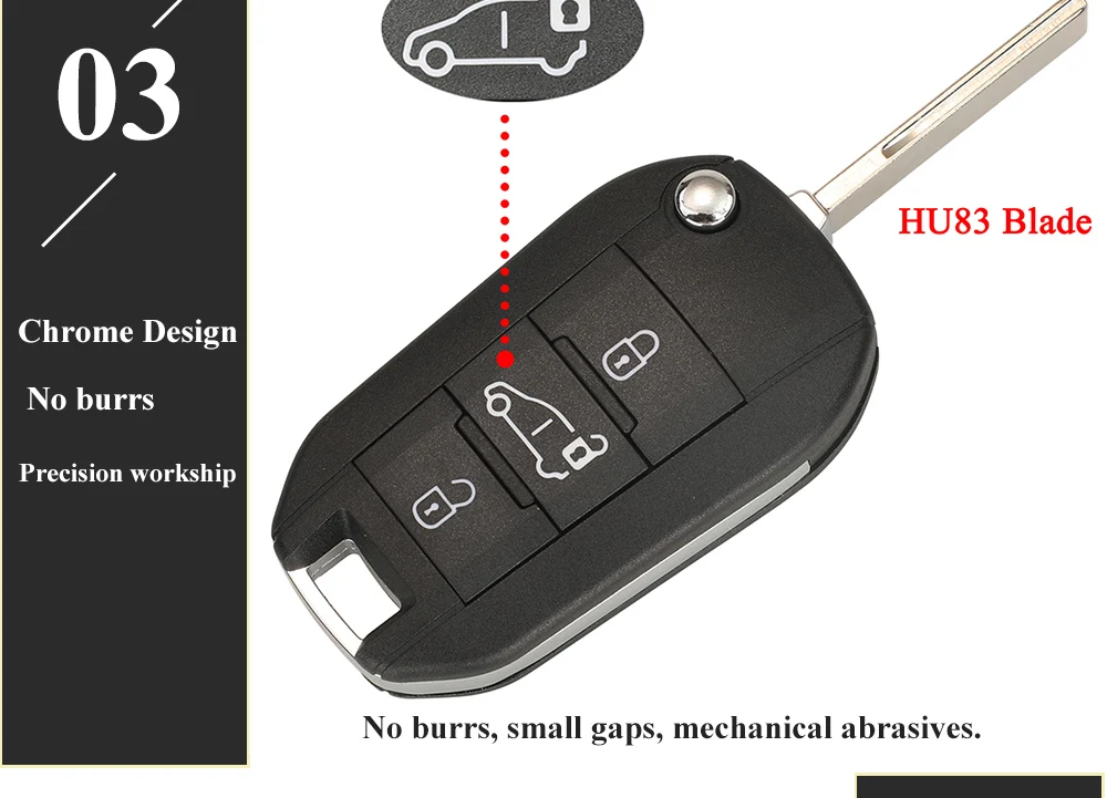 Jingyuqin 433MHz 4A HITAG AES Chip Flip Remote Van Car Flip Key For Peugeot Expert 308 3008 2016+ Citroen C4 Cactus 2014+ HU83