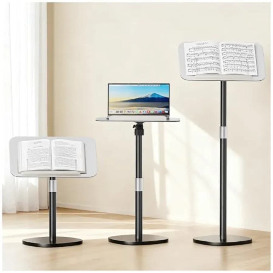 

Floor Book Stand for Reading with Adjustable Height 26.4-56.3 Portable Podium with Rotating Panel Page Clip Durable Metal Frame