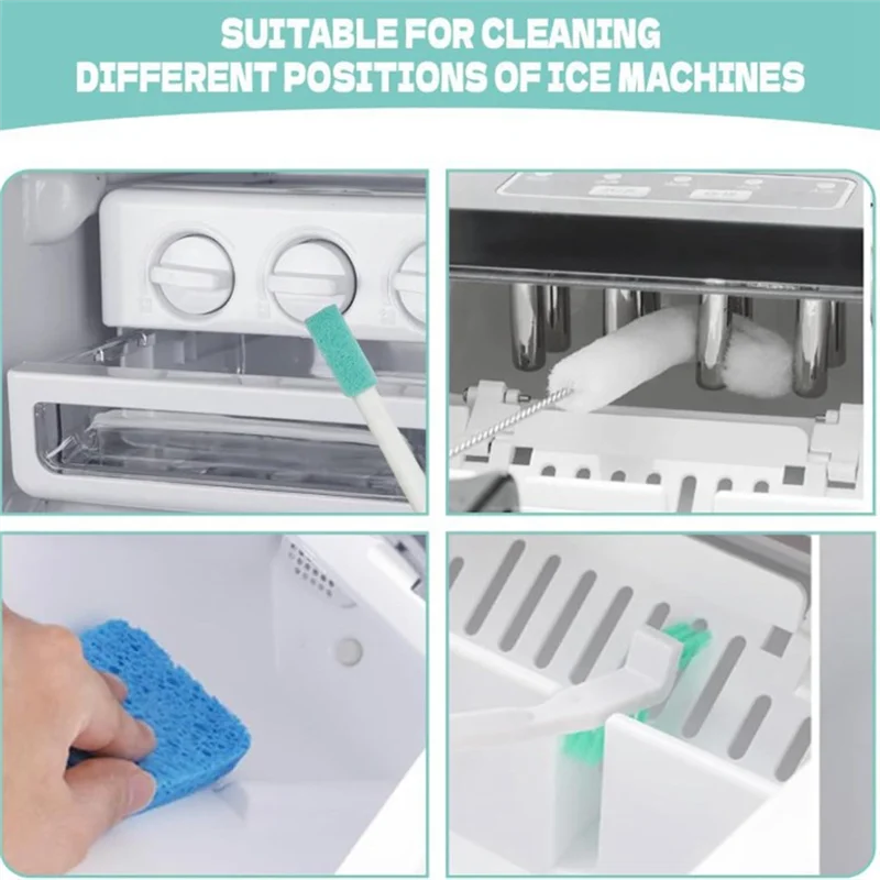 PORK-Ice Maker Cleaner Brush Sets, 12 Pcs Ice Machine Cleaner Tools Kits With Crevice Cleaning Brush And Scrub Sponge