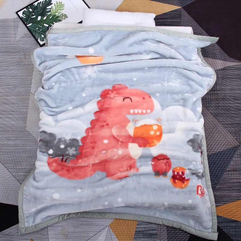 Winter Double-layer Thickened Children's Blanket Home Soft Plush Newborn Warm Blanket Cartoon Kindergarten Nap Baby Blanket