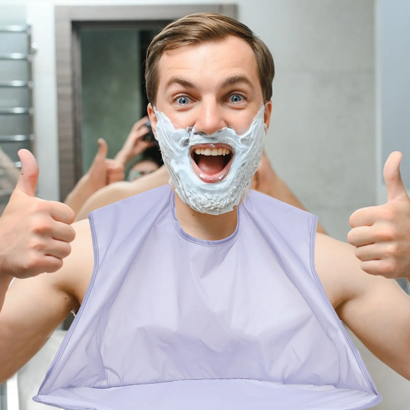

1pc Shaving Apron Waterproof Durable Polyester Beard Catching Cape For Men Household Shaving Use Beard Trimming Tool
