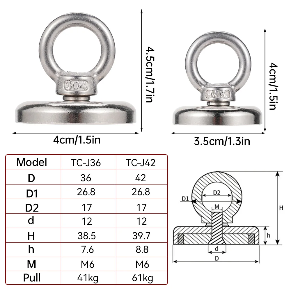 Super Strong Salvage Magnets Neodymium Magnet Hooks Salvage Magnets Searcher Powerful Neodymium Magnet for Fishing