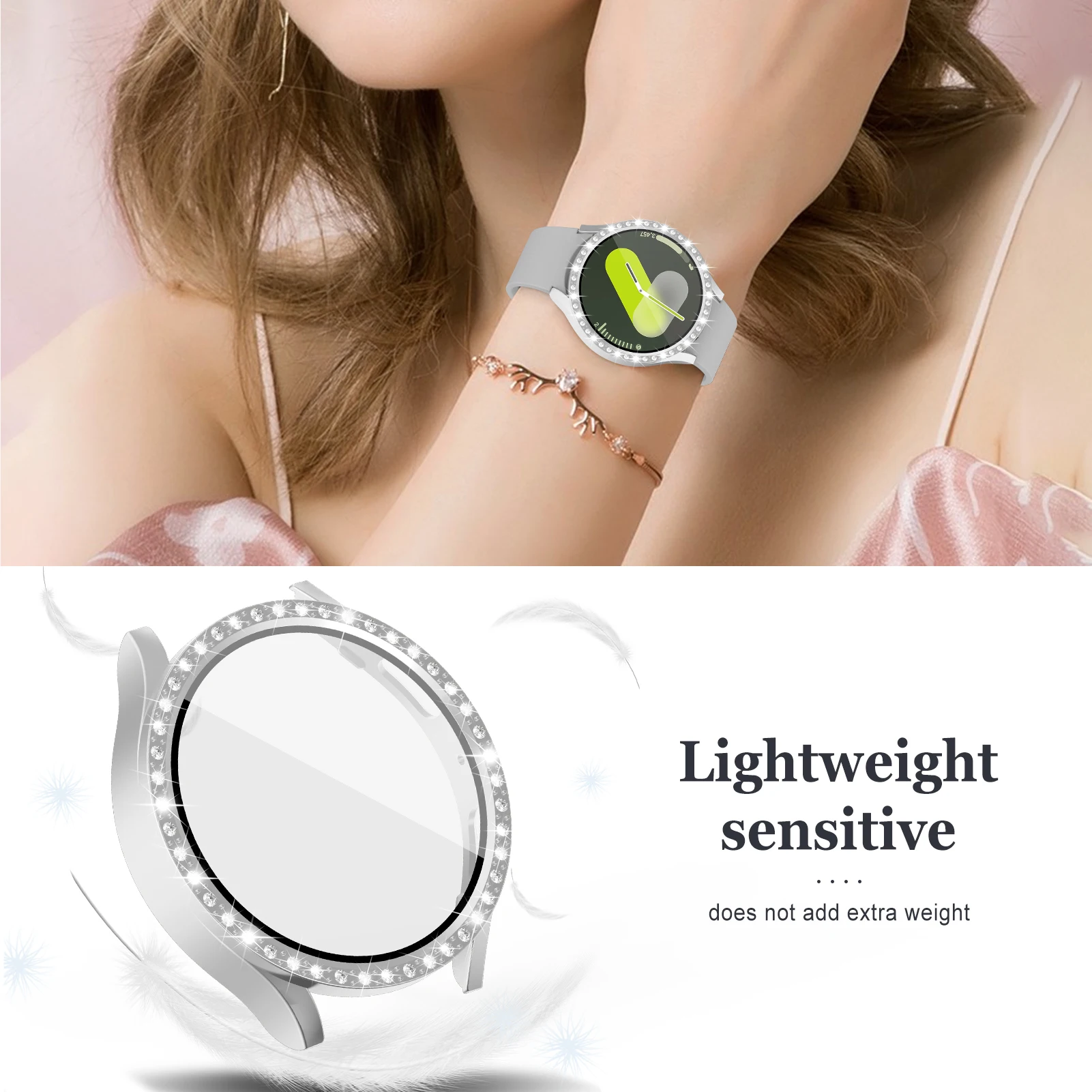 حافظة زجاجية + ماسية لساعة سامسونج جالاكسي 7 6 5 4 44 مللي متر 40 مللي متر ملحقات واقي للشاشة غطاء ممتص الصدمات الشامل جالاكسي watch7