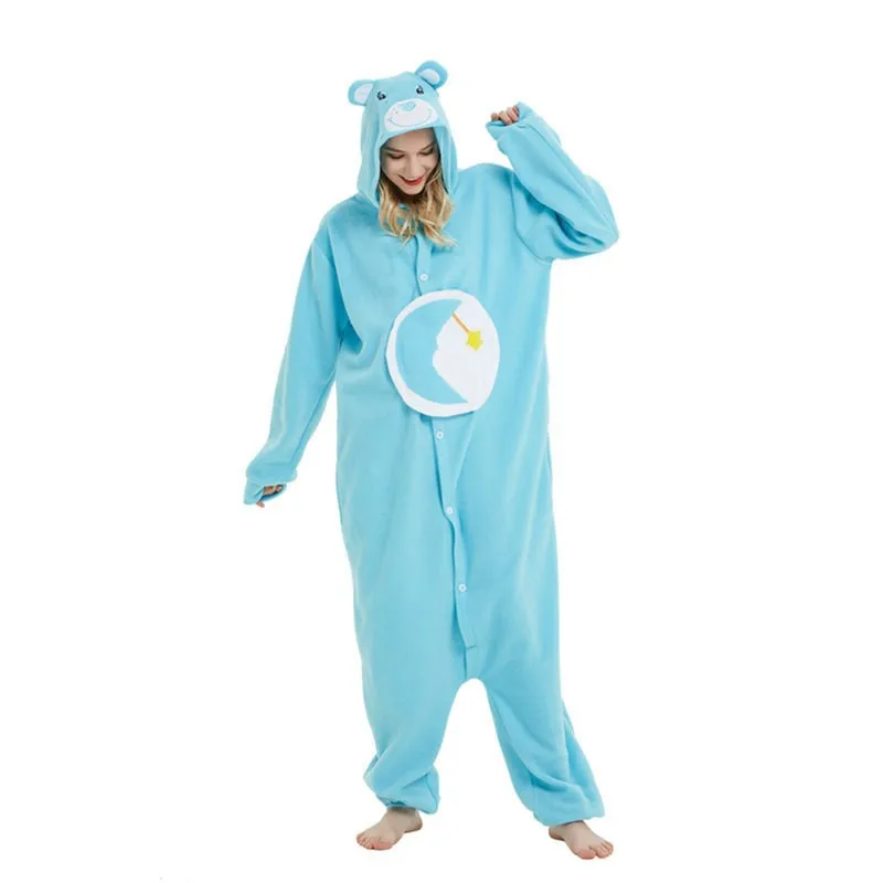 Animal Cartoon Bear Kigurumi Jumpsuit Pajamas Adult Polar Fleece Hooded Onesies Sleepwear Home Wear Halloween Cosplay Costumes