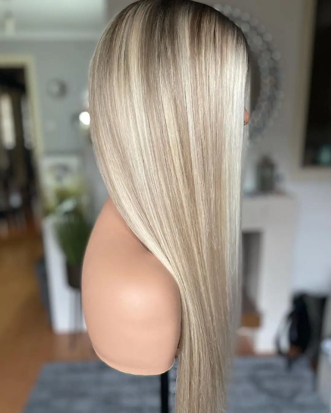 

New in Wig Gold Blonde Highlight Synthetic Wig for Women Long Straight Wig Ash Roots Heat Resistant Cosplay Fibre Hair 180% Full