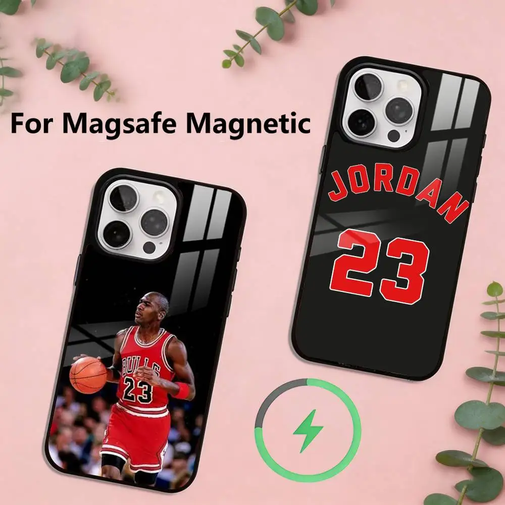 

B-Basketball 23 J-Jordan Phone Case For iPhone17,16,15,14,13,12,11 Plus,Pro Magnetic with Magsafe Wireless Charging