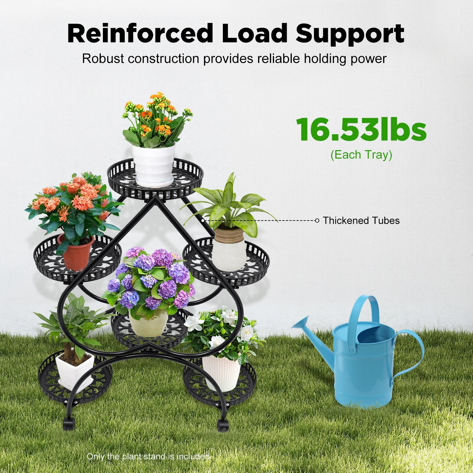 Support pour pots de fleurs en forme de cœur – Design élégant, 6 plateaux pour une plantation facile, disposition décalée pour embellir votre espace