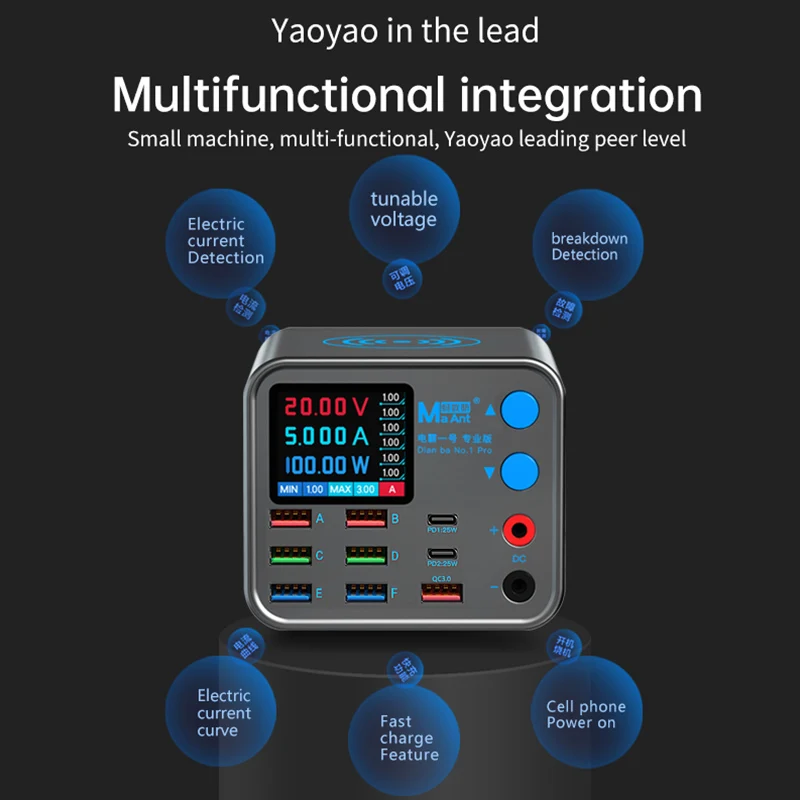 Imagem -04 - Maant-powermaster One Pro Multifuncional Ferramenta de Reparo de Carregamento Rápido Máquina de Queima Testes e Manutenção Saída Multiport