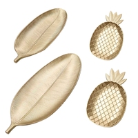 Gold Pineapple/Leaf Desserts Fruit Plates Nordic Decorative Tray Dried