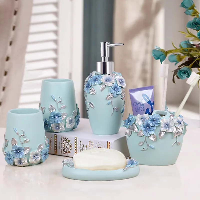 Bathroom wash set High-end bathroom ornaments Light luxury bathroom five-piece set Toothbrush cup set Creative wedding gifts