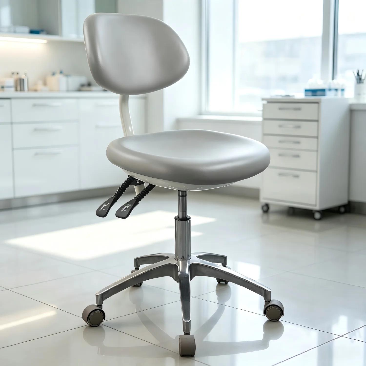 Dentist Chair Ergonomic Design Medical-Grade PU Leather High-Density Foam Doctor Seating for Clinic Hospital Laboratory