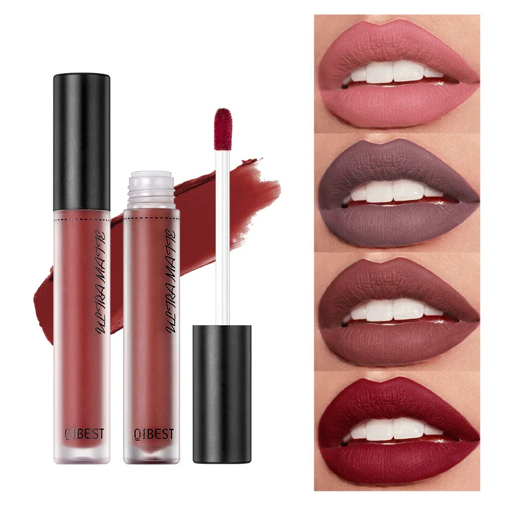 Seksowna Aksamitna Matowa Pomadka Długotrwały Płynny Błyszczyk do Ust Makijaż Ust Kobiety Uroda Czerwona Nieprzywierająca Kubek Wodoodporny Błyszczyk do Ust