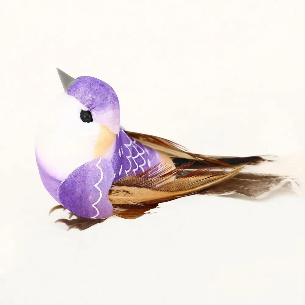 Pastoral Style Feather Bird Handcrafted Simulation Animal Figurine Garden Ornament Decorative Craft For Home Wedding Party Gift