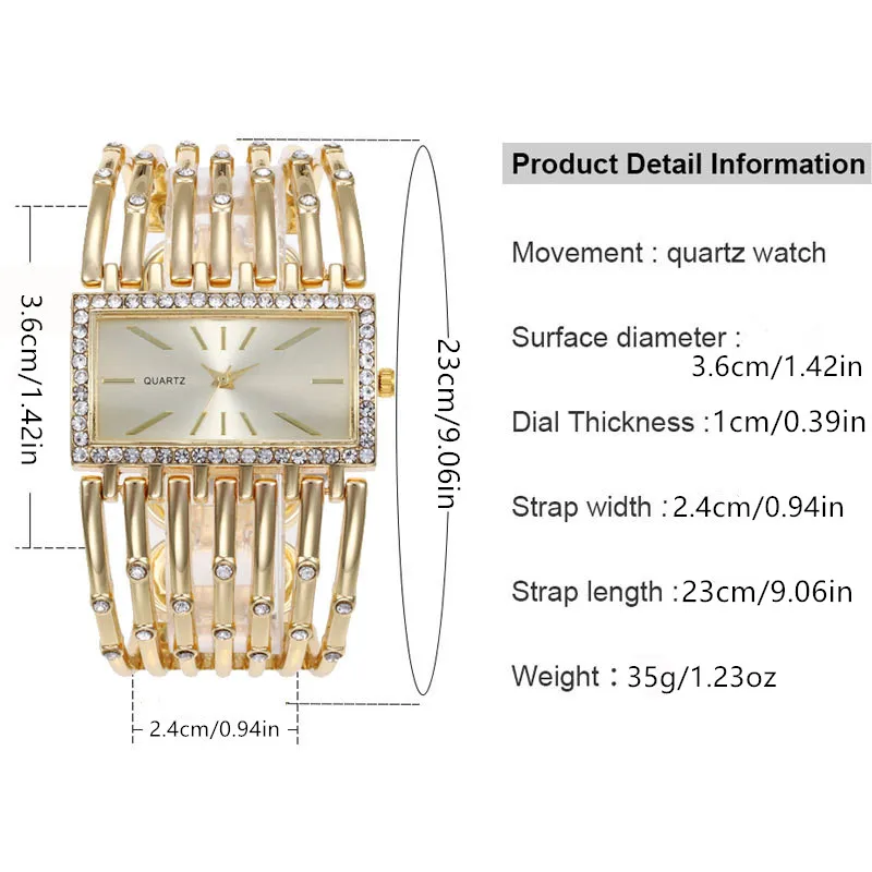 Women\'s Watch Luxury Rhinestone Quartz Cuff Bangle Watch Analog Stainless Steel Party Dress Wrist Watch