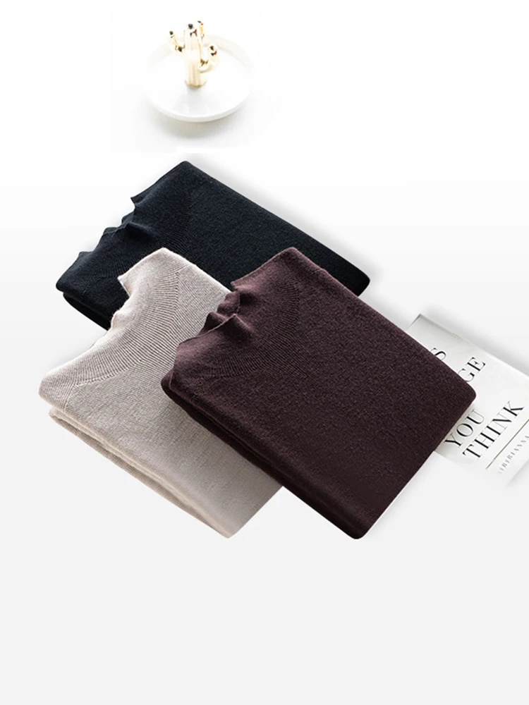 

RUIORLI Women's Sl One-Piece Beautiful Merino Wool Knitted Base irt Slim Fit f High Collar Warm Sweater