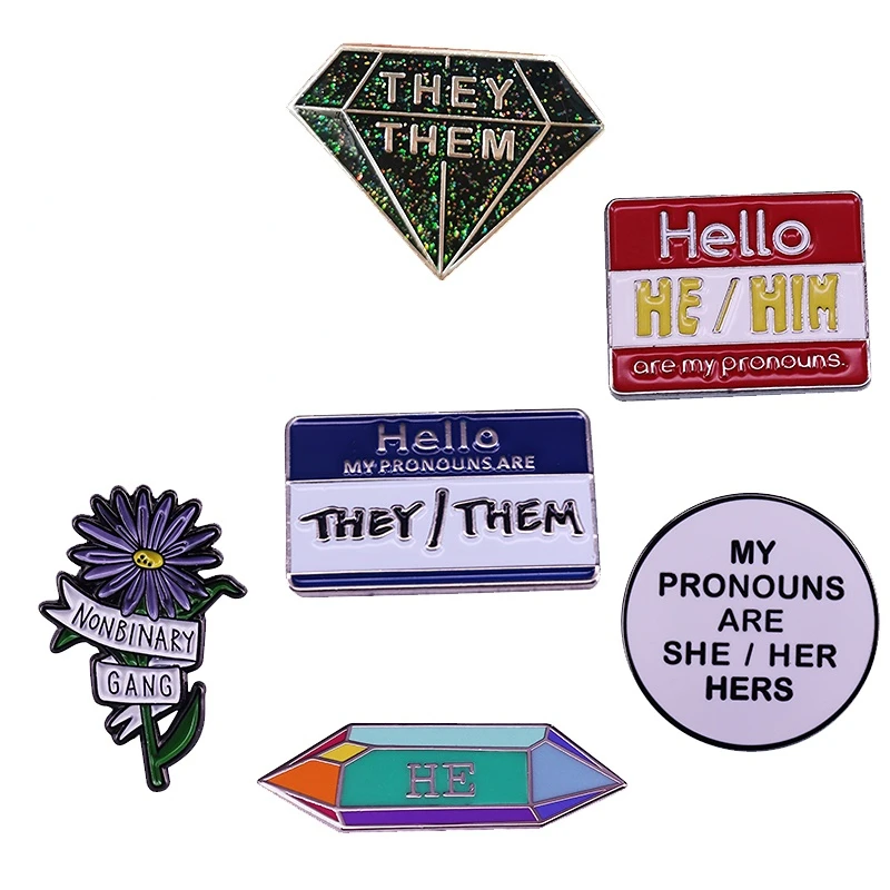 Pronoun Non Binary Gang Transgender Affirming Pins THEY THEM Brooch Supporting Gender Equality Androgyny Badge