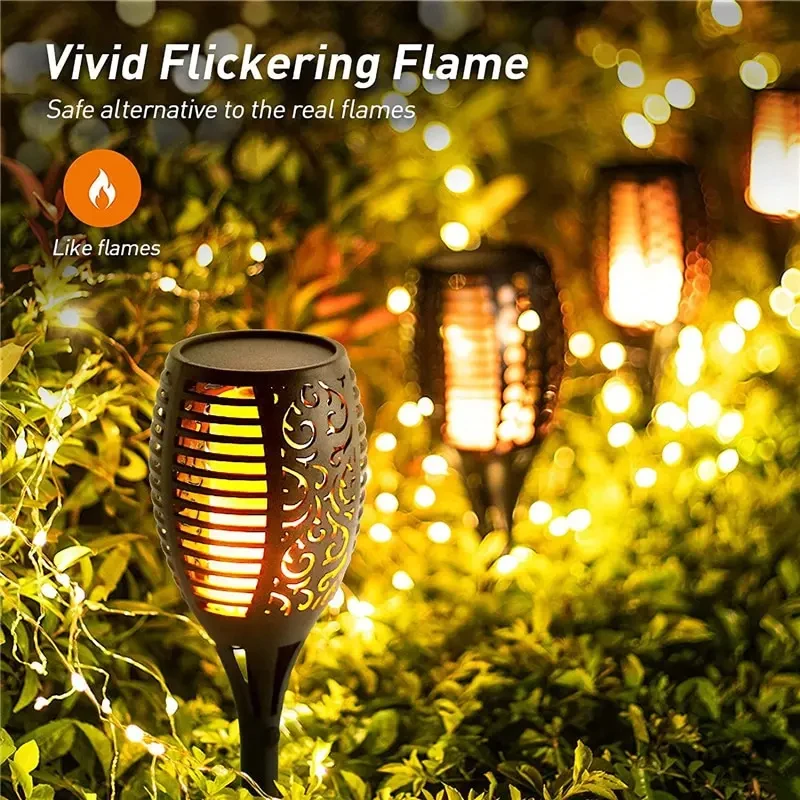 96Leds Lamp Solar Flame Torch Light Flickering Light Waterproof Garden Decoration Outdoor Lawn Path Yard Patio Floor Lamp image 5
