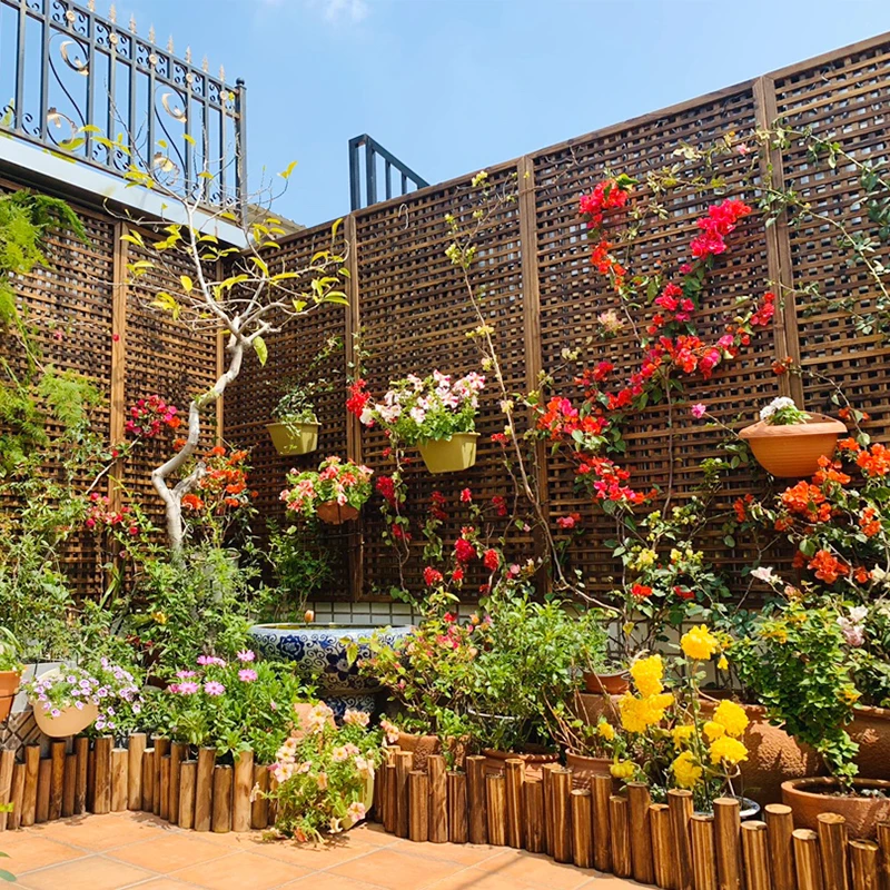 Courtyard anti-corrosion wooden fence fence garden fence outdoor climbing rattan trellis balcony flower trellis interior decorat