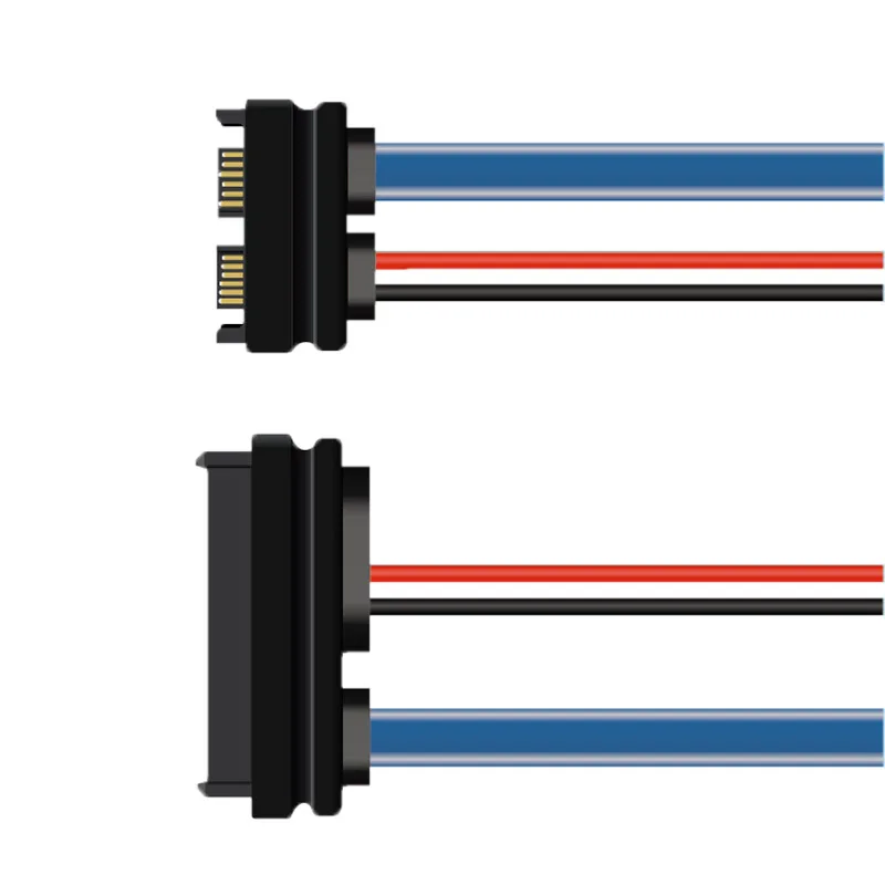 Cable de alimentación de datos SATA hembra de 30cm, 7 + 15 pines a Cable adaptador de disco duro macho de 7 + 6 para unidad óptica, transferencia de datos y fuente de alimentación