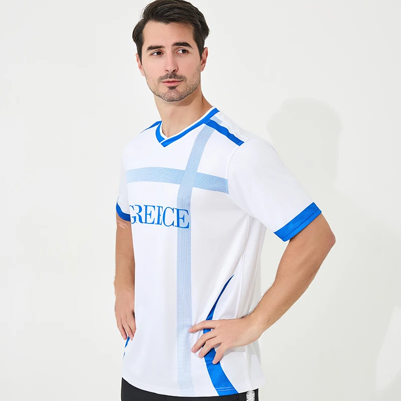 The latest design of the Greece soccer Jersey the short-sleeved shirt for cheering fans, fast delivery