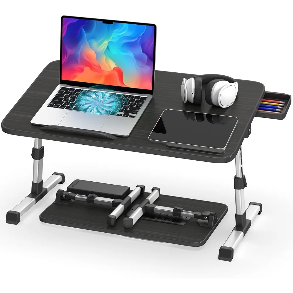 

Adjustable Laptop Stand with Cooling Fan, Foldable Bed Table for Reading and Writing on Bed Couch Sofa Floor