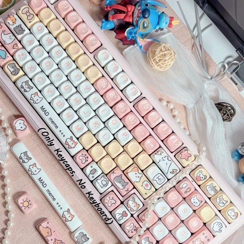 

Kawaii Cat Pattern Keycaps MOA Height Mechanical Keyboard Accessories Replacement Keycaps Cute Cat Theme Keycaps Set Girls Gift