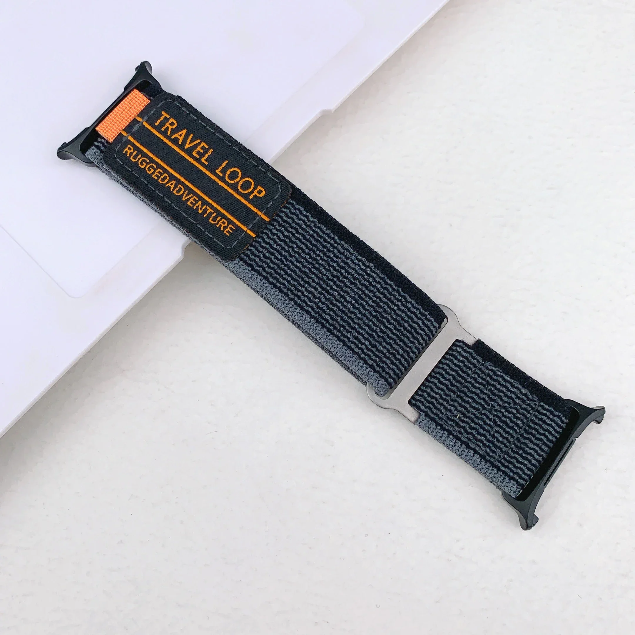 حزام رياضي من النايلون للرجال لهاتف Samsung Galaxy Ultra Travel Loop Strap لساعة Samsung Galaxy Ultra مقاس 47 ملم سوار ساعة أسود #2