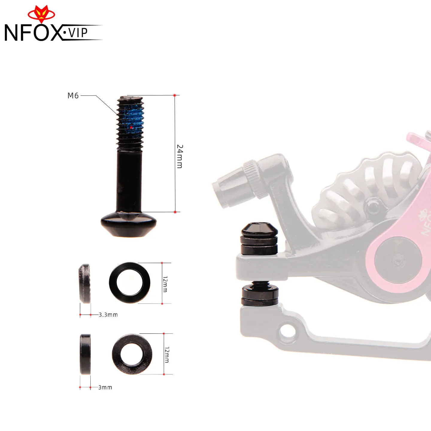 Bremsbasis-Verlängerungsschraube M6 Edelstahl Hydraulische Bremsen für Fahrrad-Scheibenbremsen Anti-Lose-Federbelag Reitzubehör