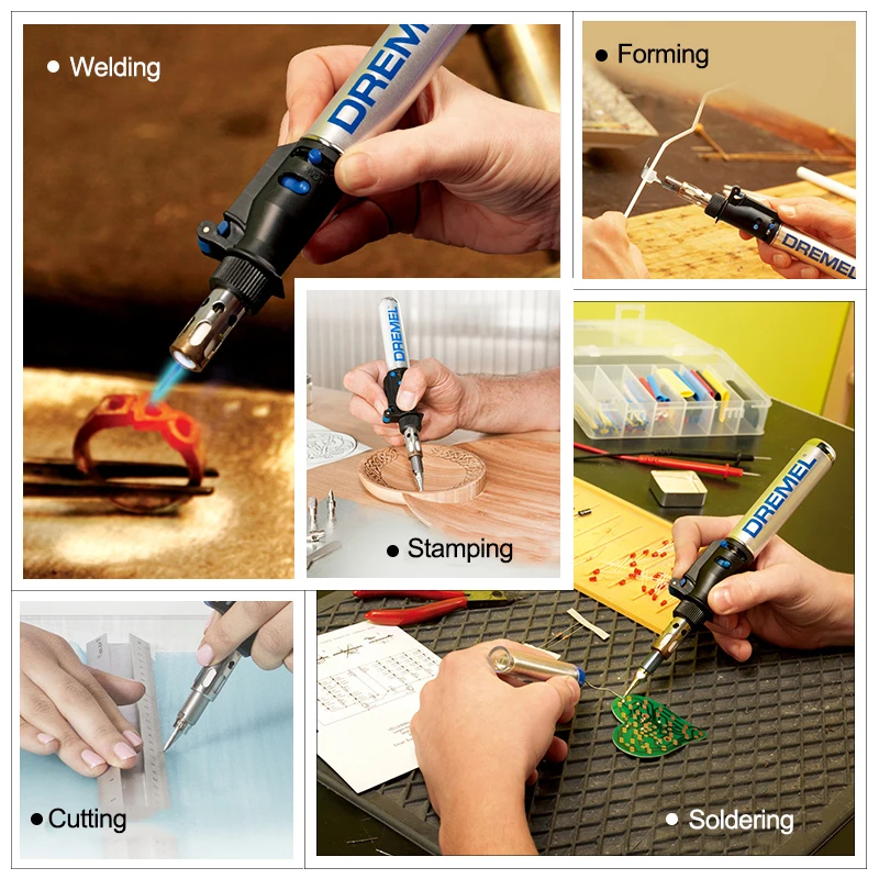 Dremel 2000-6 Gas Soldering Iron Gas Blow Torch Gun 1200 C Heating Tool Cordless Electric Butane Tip Welding Pen Tool Diy