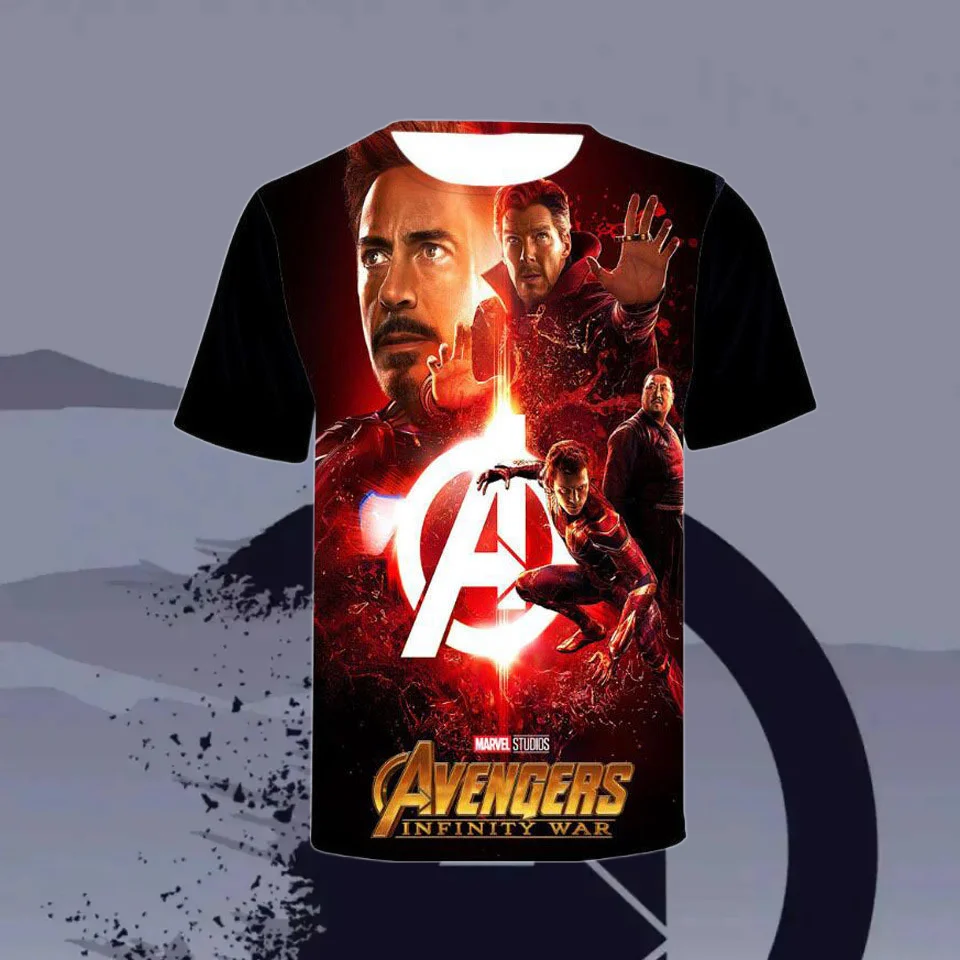 

Marvel Superhero Boys T-shirt Captain America Hulk Iron Man Avengers Sports 3D Top 20-year-old Children's Clothing Casual Anime