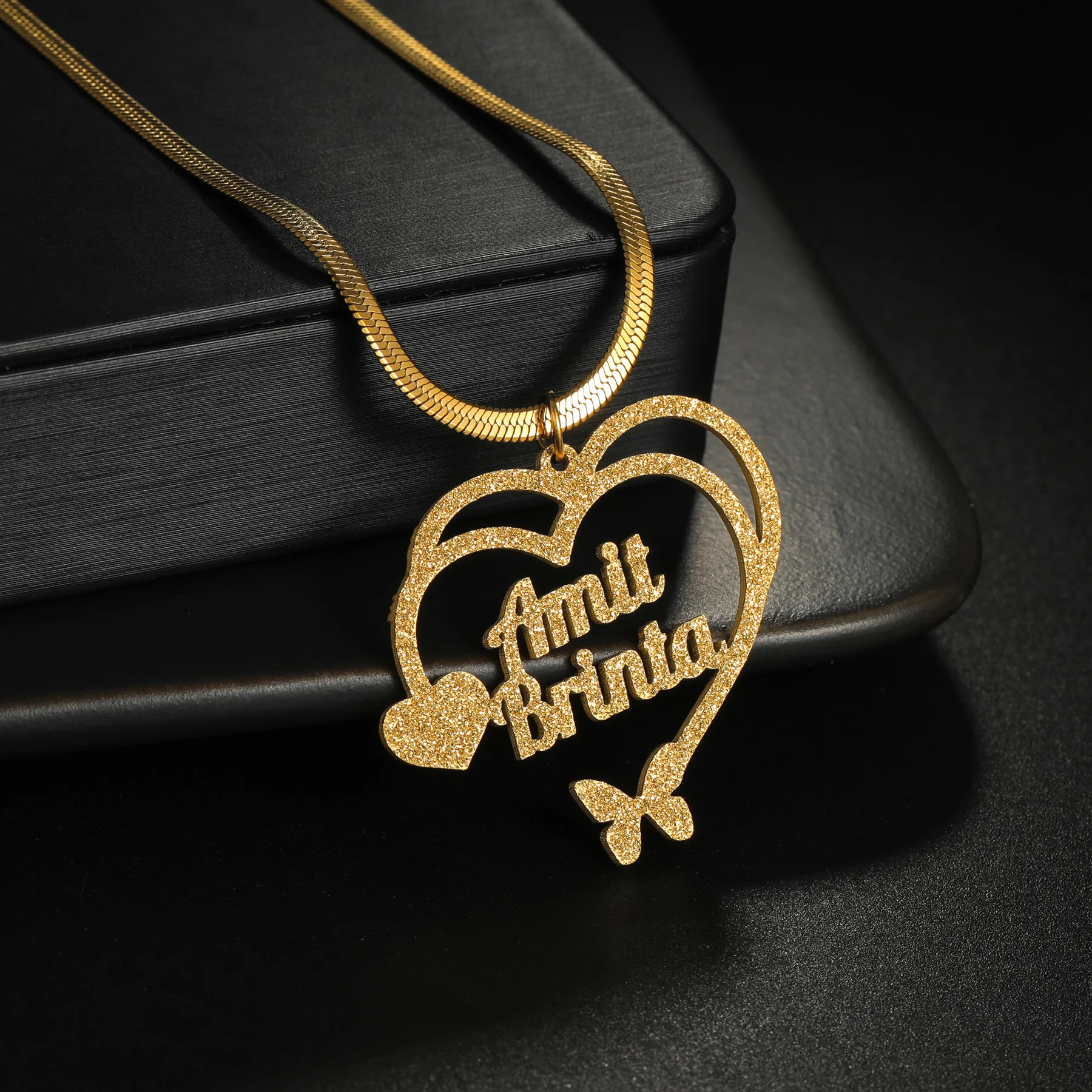Atoztide Custom Name Necklaces for Women Stainless Steel Jewelry Personalized Frosted Heart crown Pendant Chain Birthday Gift - Image 5