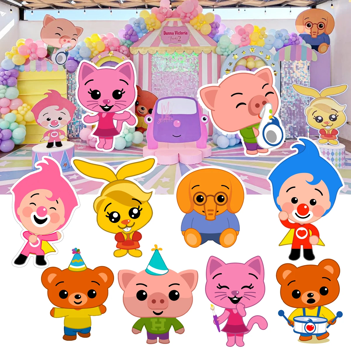 

Plim Plim Theme Kt Board Cutouts Backdrop for Baby Shower Birthday Party Decoration Stand Up Photo Props