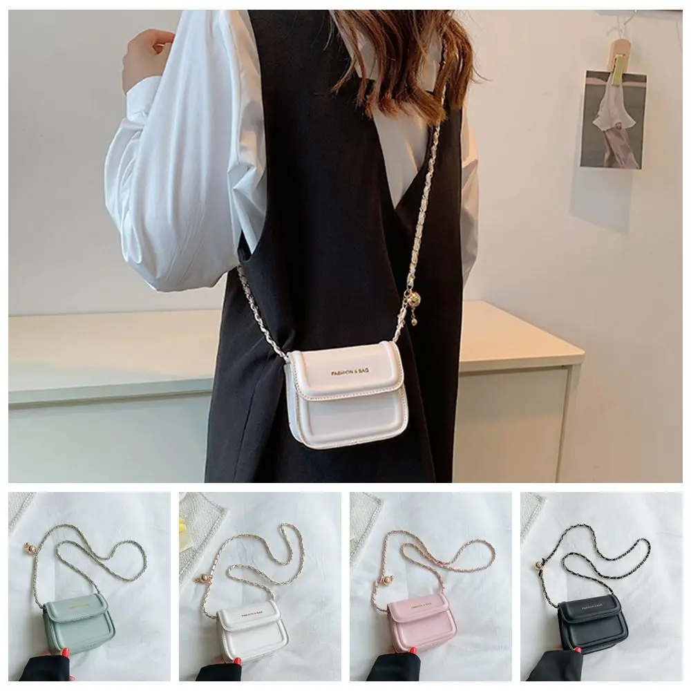 Korean PU Leather Letter Crossbody Bags Shoulder Bag Ins Chain Tote Bag Women Handbag Large Capacity Messenger Bag Storage Bag