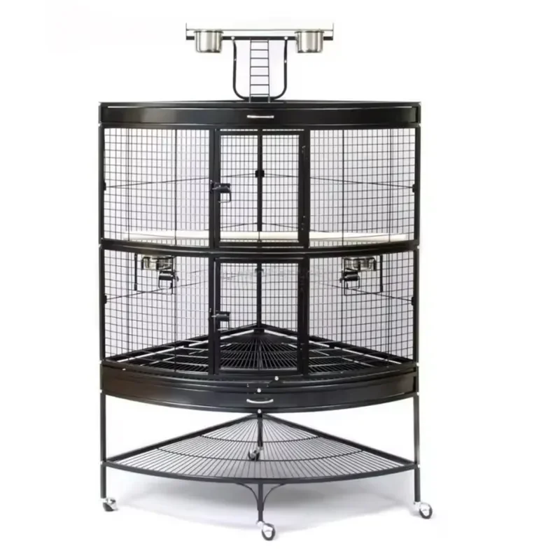 Large Metal Bird Cage Iron Frame Aviary for Parrot Pigeon Small Game Feeding House Wooden Structure with Box Packaging New