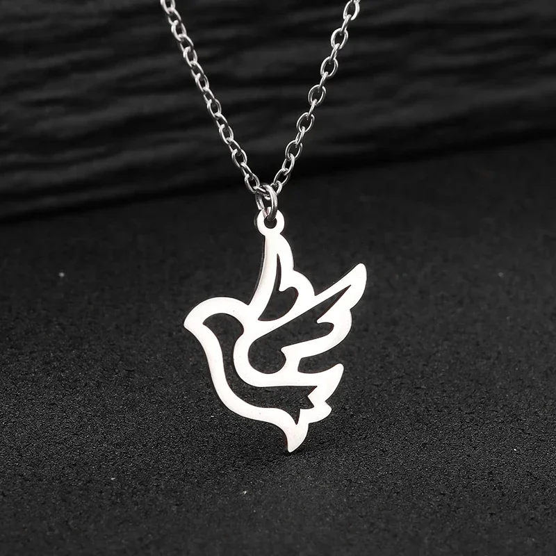 Stainless Steel Necklaces Peace Dove Pendant Chain Collar Fashion Necklace For Women Jewelry Trendy Accessories Friends Gifts