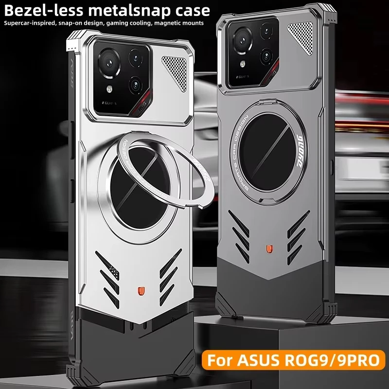 

360° Rotating Ring Holder Frameless Cover For ASUS ROG Phone 8 9 Pro Rog8 Rog9 Pro Case Aluminum Metal Heat Dissipation Capa