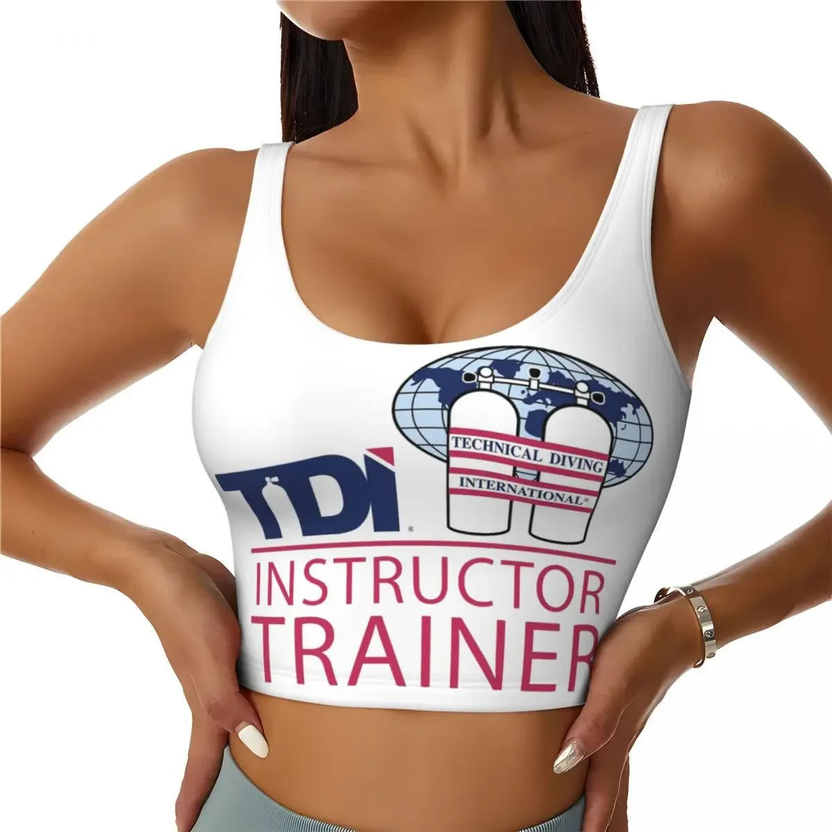 Custom Scuba Diving International (SDI) Women Sports Bra High Impact Vest Gym Workout Yoga Crop Tank Tops