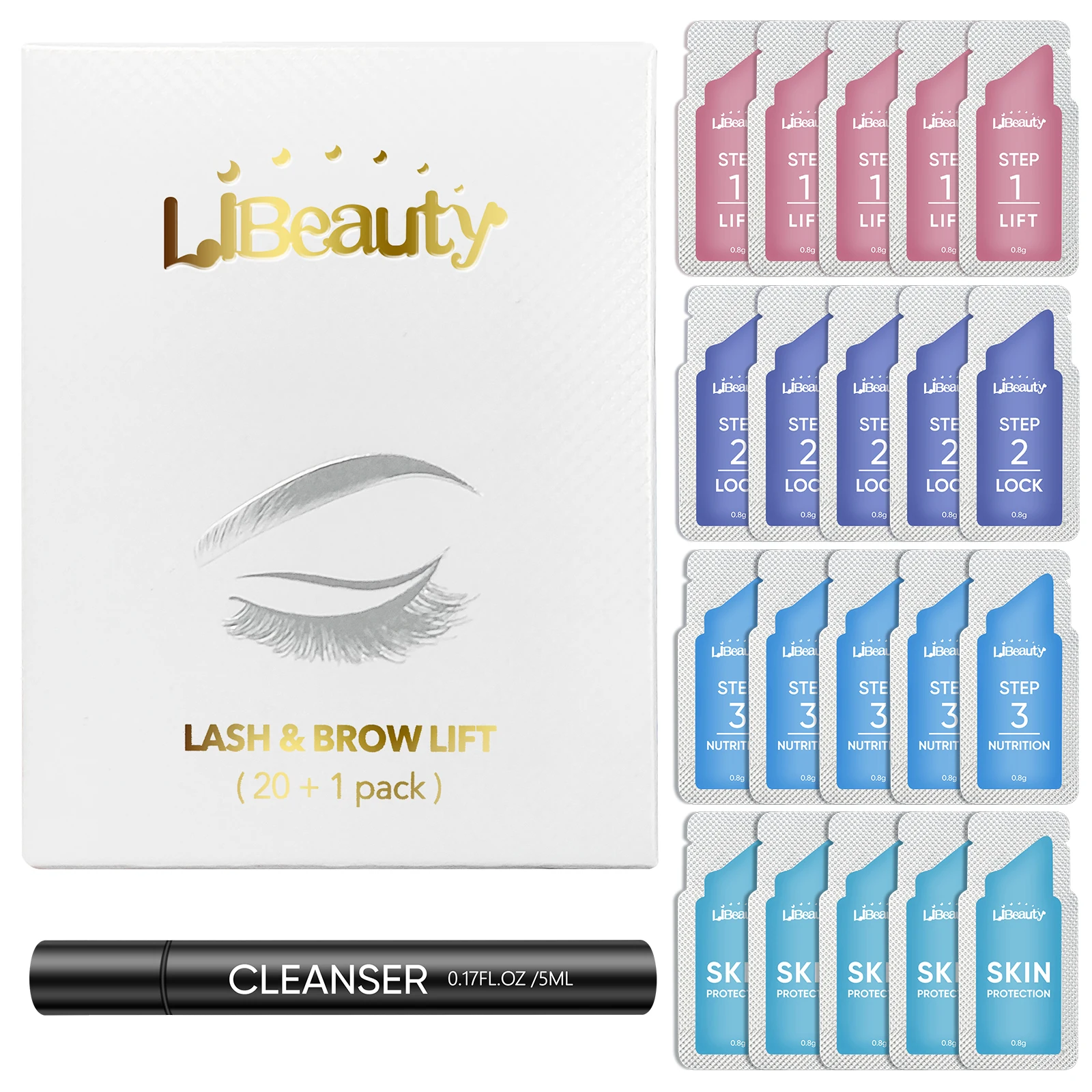 Libeauty 20 Pieces/Lot 10-12 Minutes Sachet Lifting Brow Lamination Kit Calia Perm And Fixation Individual Package Make Up Tools