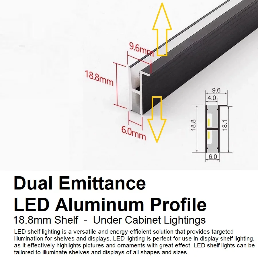 LED Shelf Aluminum Profile, Under Cabinet Lighting Low Voltage DC12V, Motion Sensor Switch