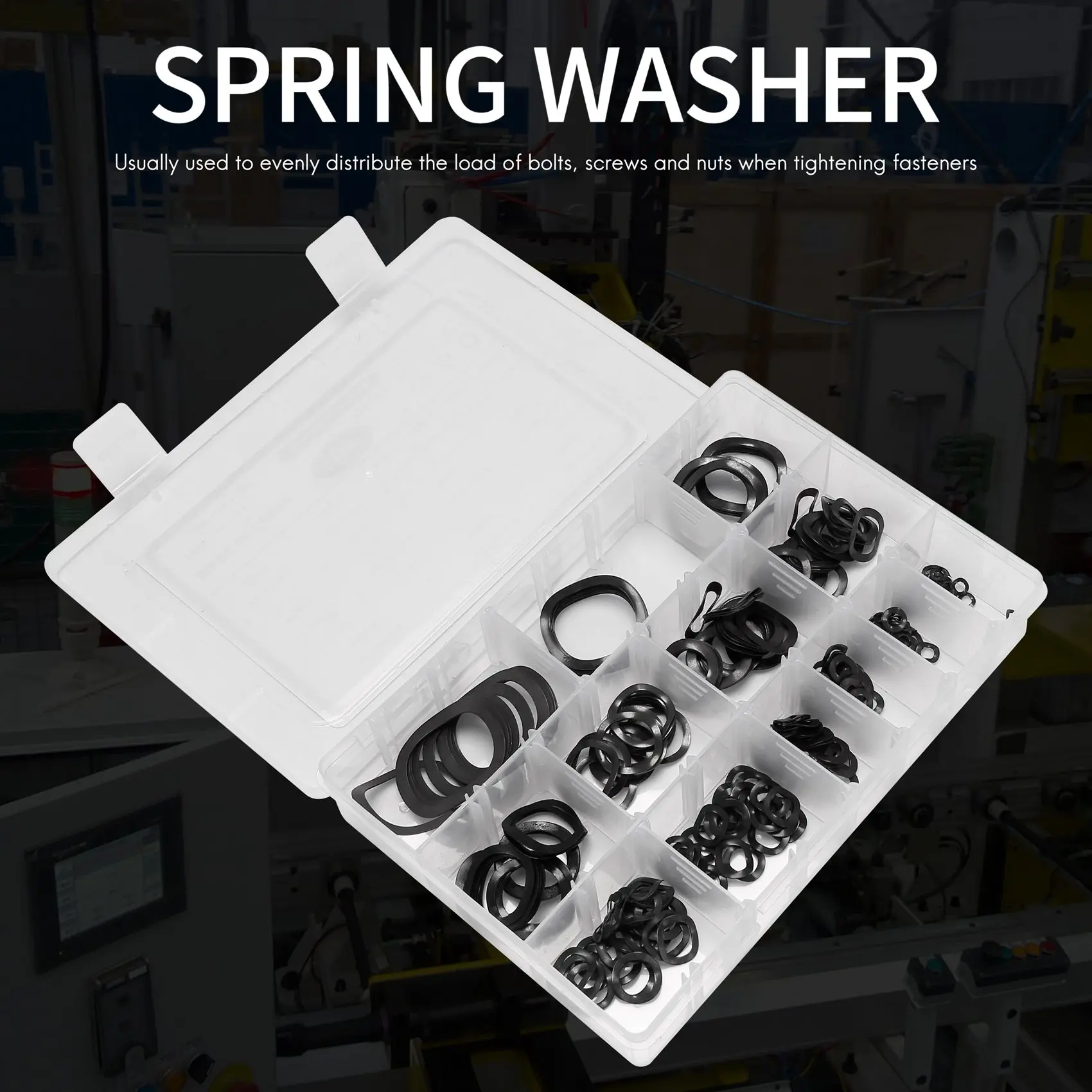 [NEWA76K!】 320Pcs Carbon Steel Compression Type Wavy Wave Crinkle Spring Three Wave Washers Assortment Kit