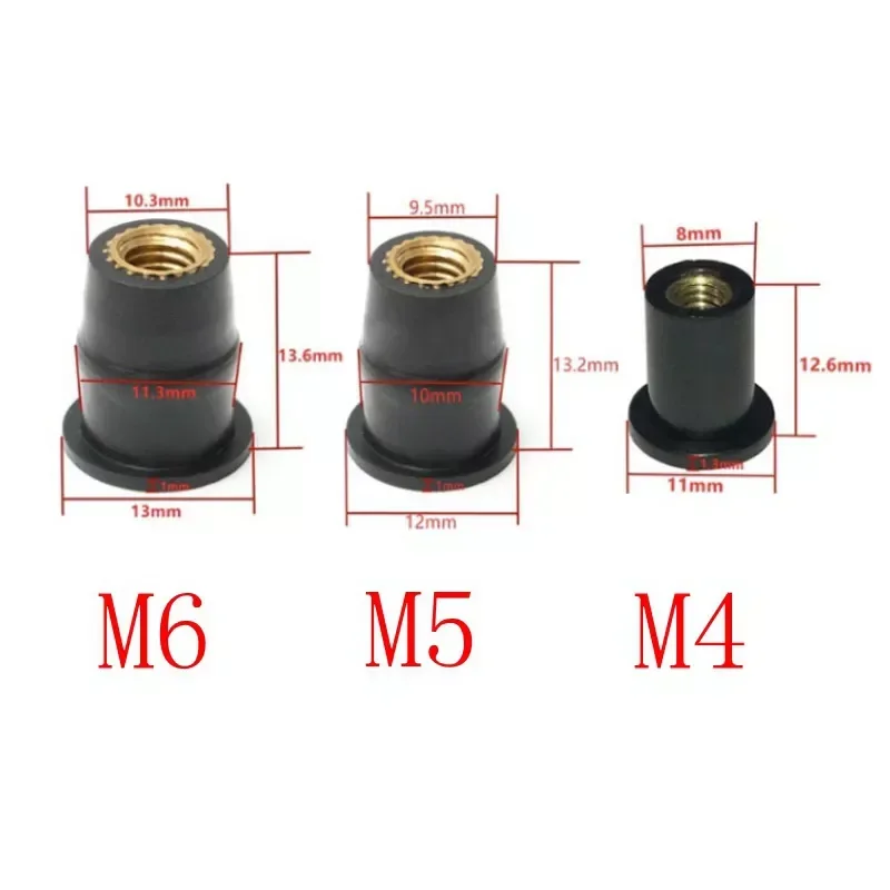 10pcs Motorcycle M4 M5 M6 Metrische Rubber Goed Noten Voorruit Kuip Cowl Geanodiseerd Aluminium Moto Schroeven Bouten Accessoires