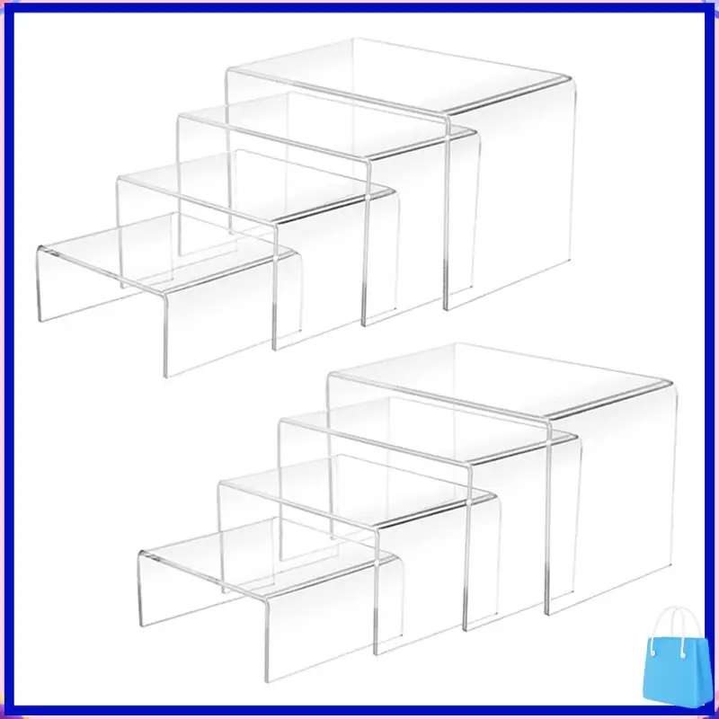

Customer Favorite 8 Pcs 2 Set Small Acrylic Risers, Thick Clear Acrylic Display Stand, Rectangular Desktop Showcase Collectibles