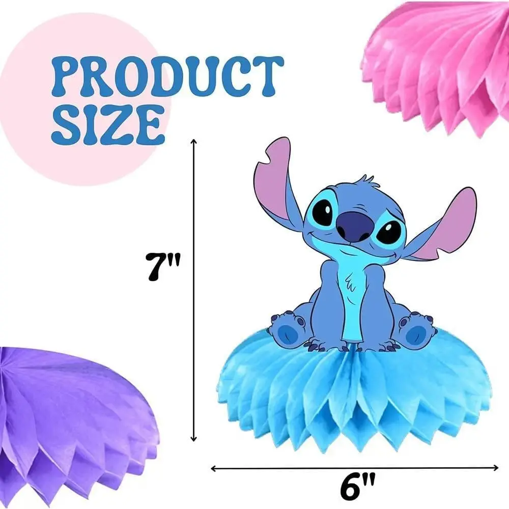 Stitch Honeycomb Centerpieces 9PCS Stitch Themed Table Decorations, Stitch party decorations, Cute Stitch and Lilo Honeycomb view 3