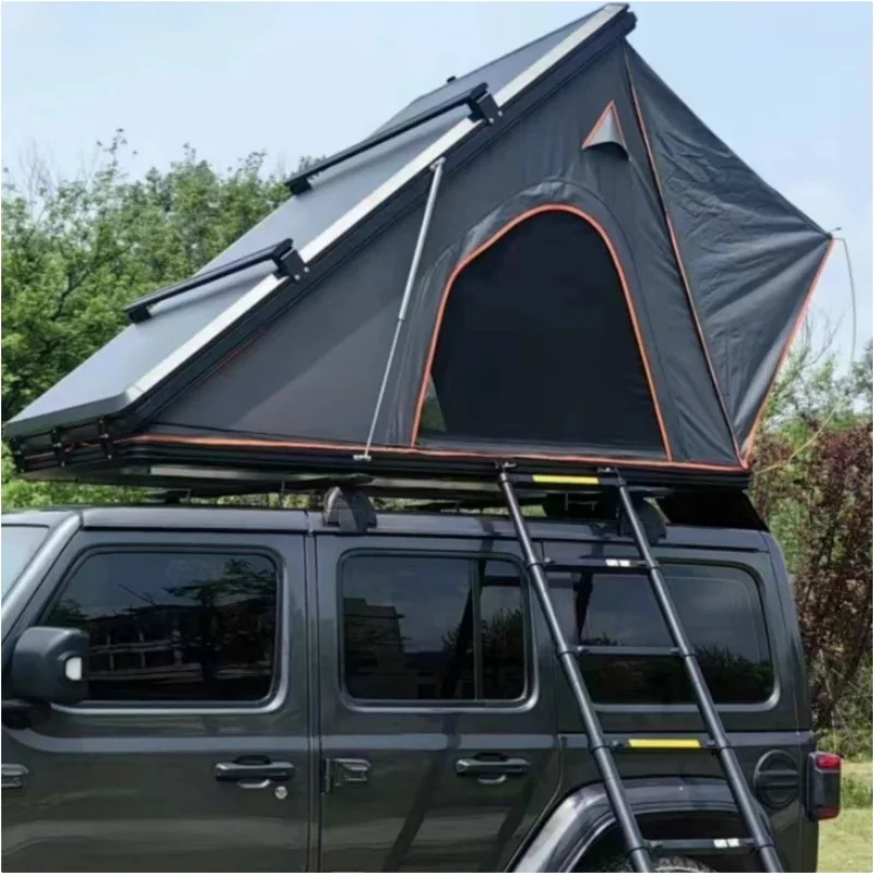 Camping Aluminum 3 Person Outdoor Hiking Rooftop Roof Top Car Tent Triangle Clamshell Hard Shell Rooftop Tent