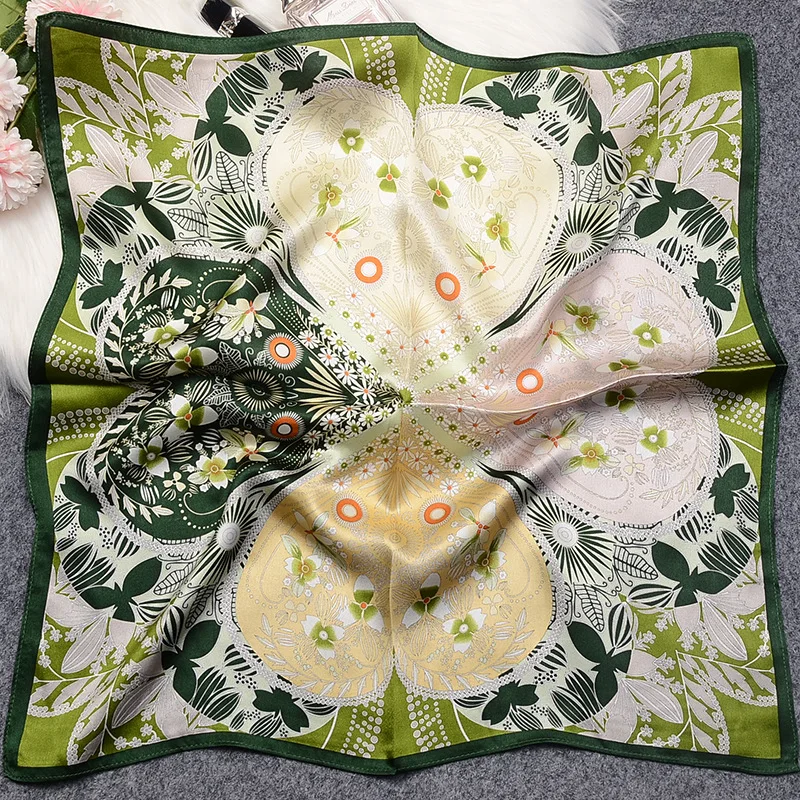 

Bohemian Floral and Paisley Silk Scarves for Women Artistic Print Satin Square Scarf Versatile Accessory as Tie Neckerchief