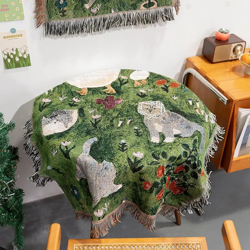 Nordic Sle Hand Gestrickte Wandbehang Tapisserie Schlafzimmer Dekor Cam Decke Schrank Abdeckung Handtuch Lange Rechteck Gemischt Material